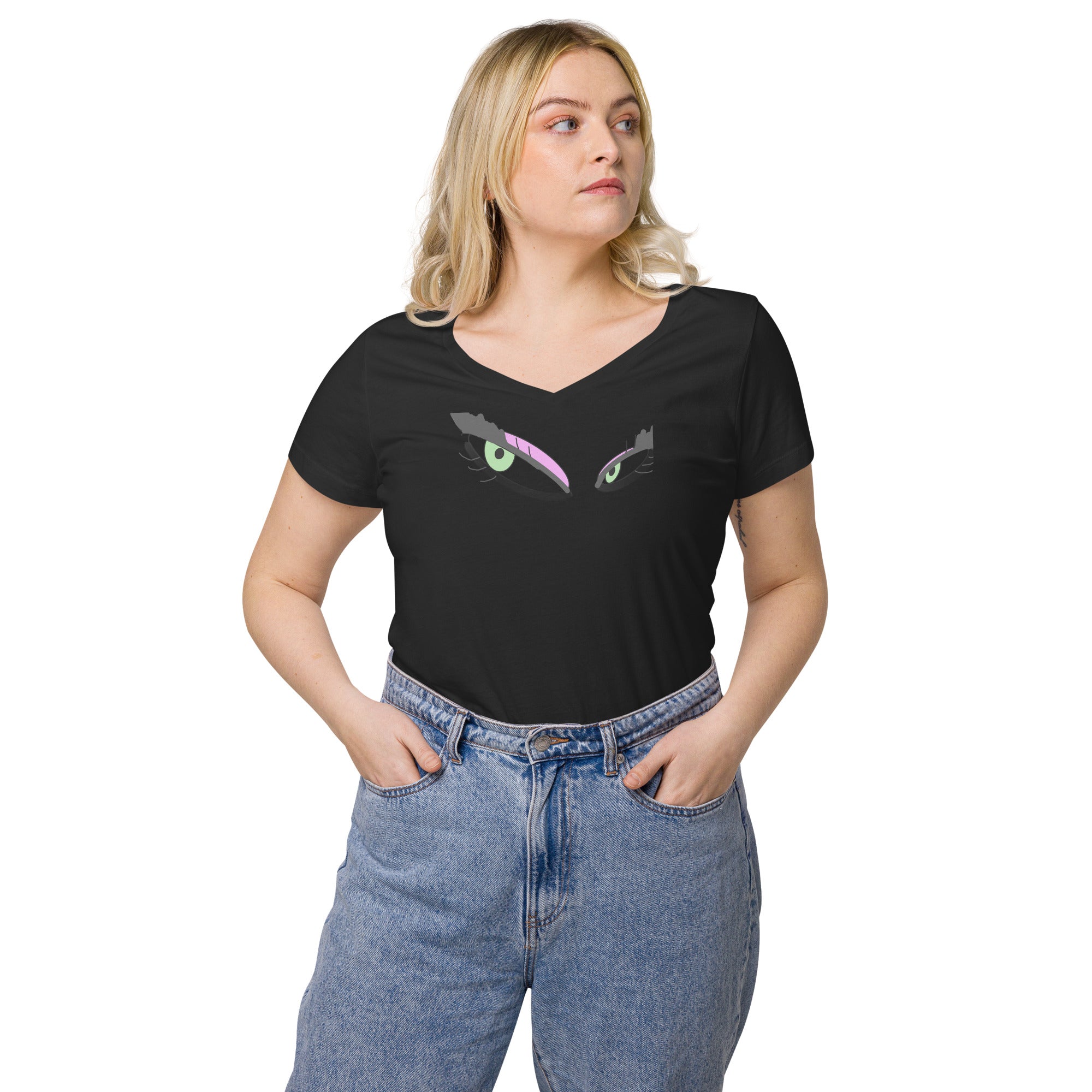 T-shirt col V ajusté femme