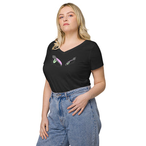 T-shirt col V ajusté femme